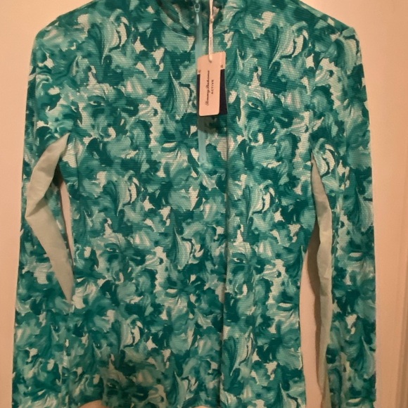 NWT Tommy Bahama Active Green Floral Print 1/4 Zip Pullover  UPF50  XS - Picture 3 of 10